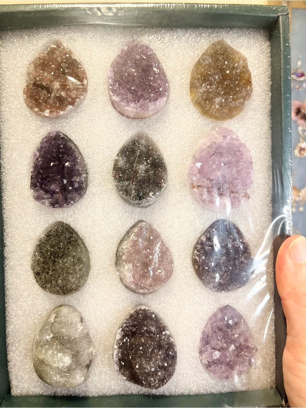 A Box of Assorted Geode Crystal Eggs- Box Set of 12